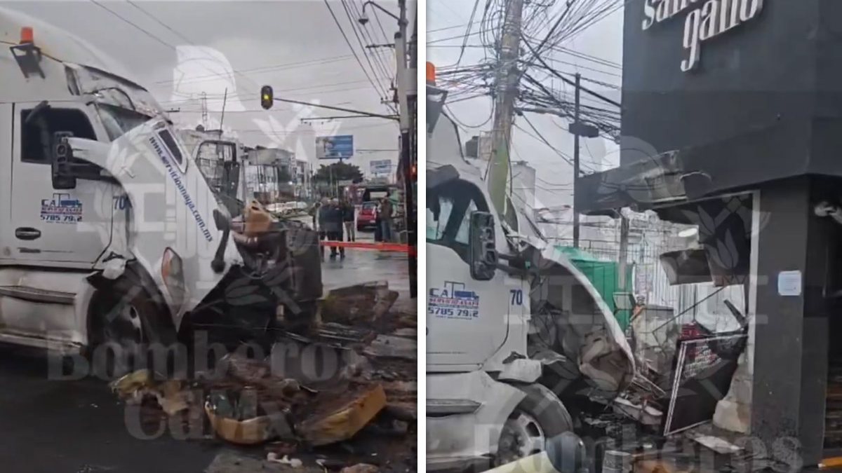 Pipa de agua choca contra panadería en Iztapalapa